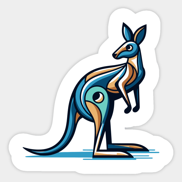 Pop art kangaroo illustration. cubism illustration of a kangaroo Sticker by gblackid